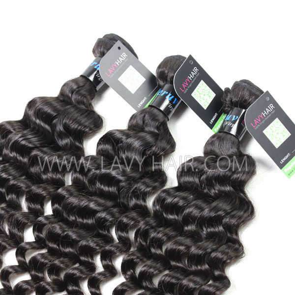 Regular Grade mix 3 bundles with silk base closure 4*4" Peruvian Deep wave Virgin Human hair extensions