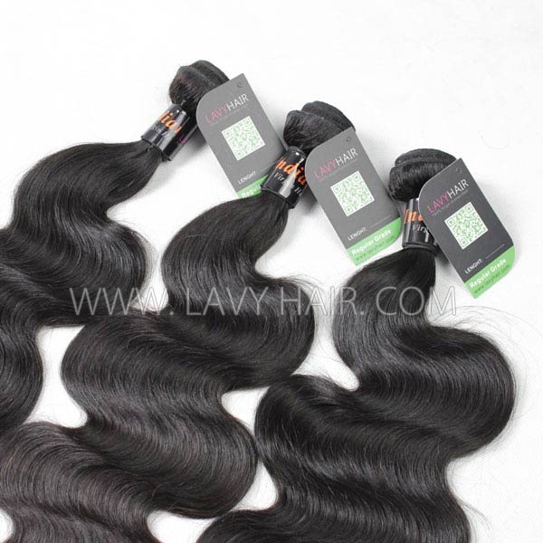 Regular Grade mix 4 bundles with lace closure Indian Body wave Virgin Human hair extensions