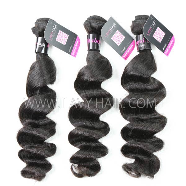 Superior Grade mix 4 bundles with lace closure Malaysian Loose Wave Virgin Human Hair Extensions