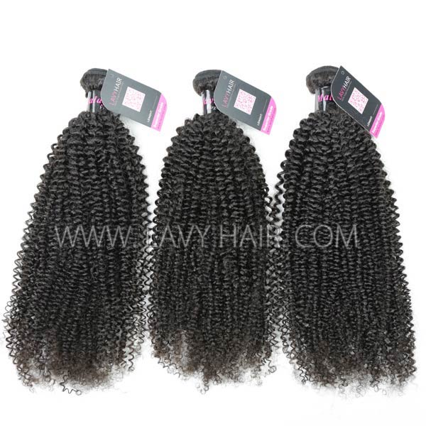 Superior Grade mix 3 bundles with lace closure Malaysian Kinky Curly Virgin Human hair extensions