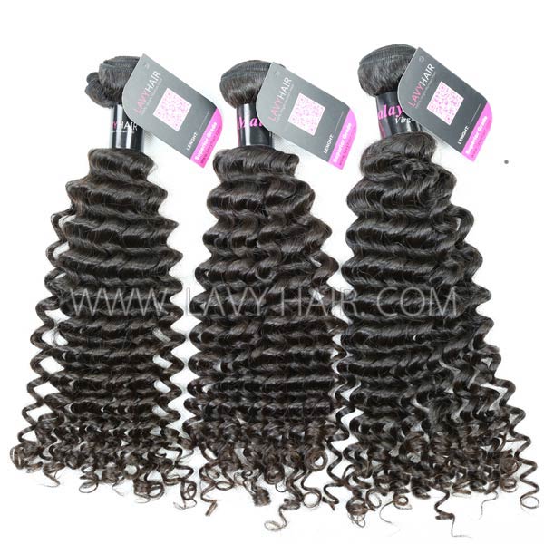 Superior Grade mix 4 bundles with lace closure Malaysian deep curly Virgin Human hair extensions