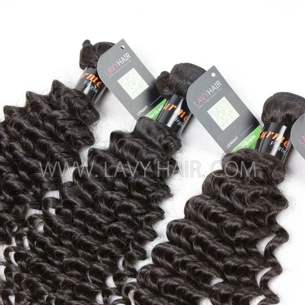 Regular Grade mix 4 bundles with lace closure Burmese Deep Curly Virgin Human hair extensions