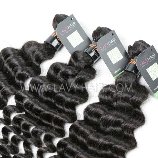 Regular Grade mix 3 bundles with silk base closure 4*4" Burmese Deep wave Virgin Human   hair extensions