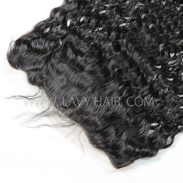 Superior Grade #1B Color Ear to ear 13*4 Lace Frontal 4c Curly Baby Hair Natural Wave Human hair Swiss lace