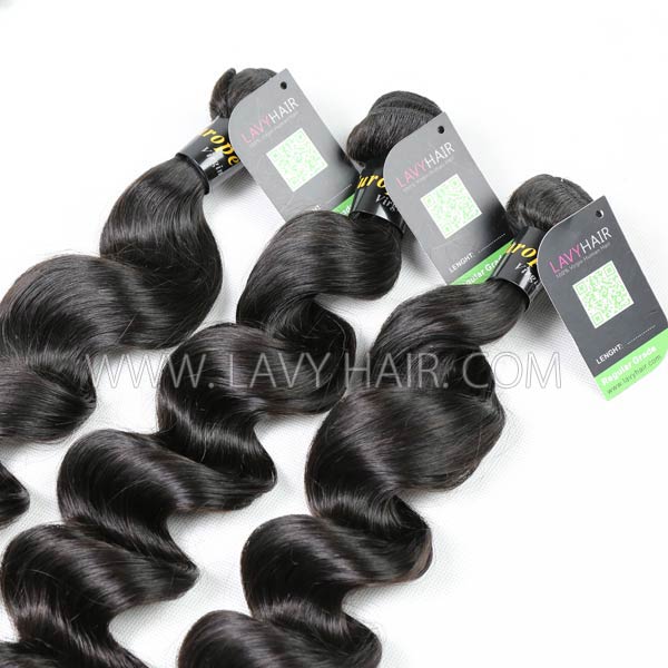 Regular Grade mix 3 bundles with lace closure European Loose Wave Virgin Human hair extensions