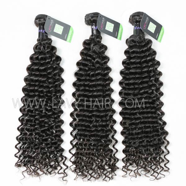 Regular Grade mix 3 or 4 bundles Mongolian Deep Curly Virgin Human Hair Extensions