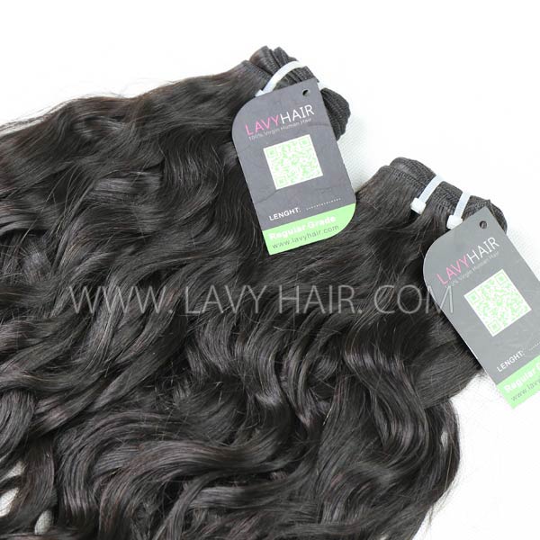 Regular Grade mix 3 bundles with lace closure Mongolian Natural Wave Virgin Human hair extensions
