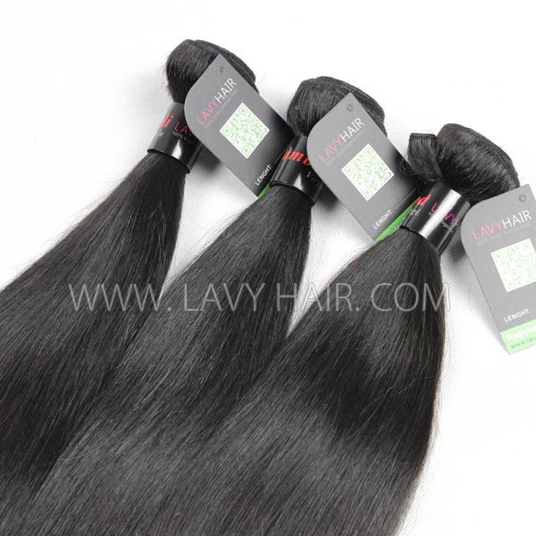 Regular Grade mix 3 bundles with silk base closure 4*4" Cambodian Straight Virgin Human hair extensions