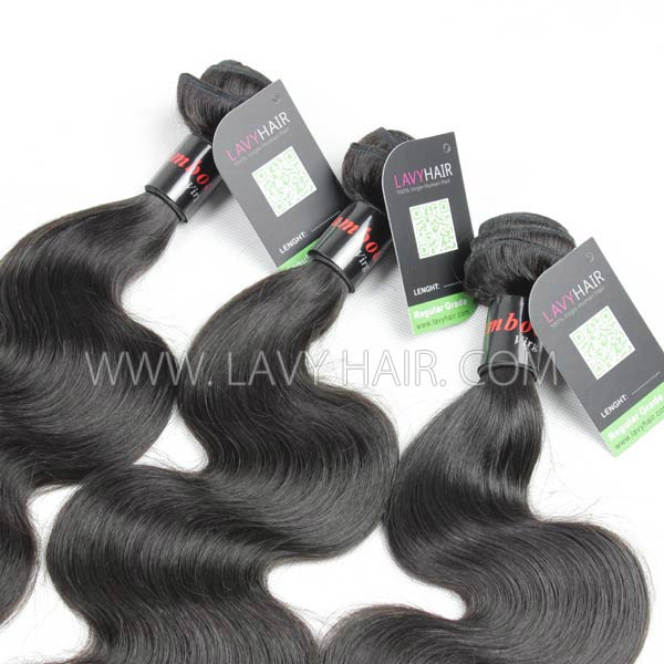 Regular Grade mix 3 bundles with lace closure Cambodian Body Wave Virgin Human hair extensions