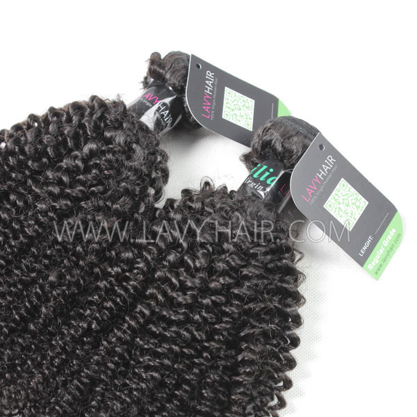Regular Grade mix 3 bundles with lace closure Brazilian Kinky Curly Virgin Human hair extensions