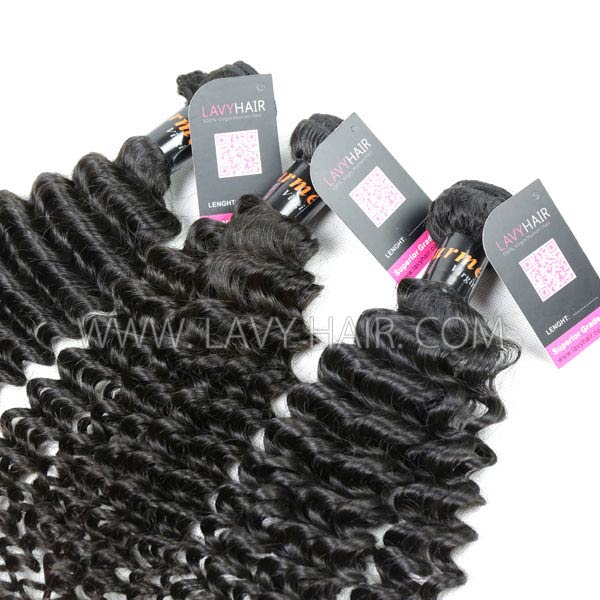 Superior Grade mix 4 bundles with lace closure Burmese Deep Curly Virgin Human hair extensions