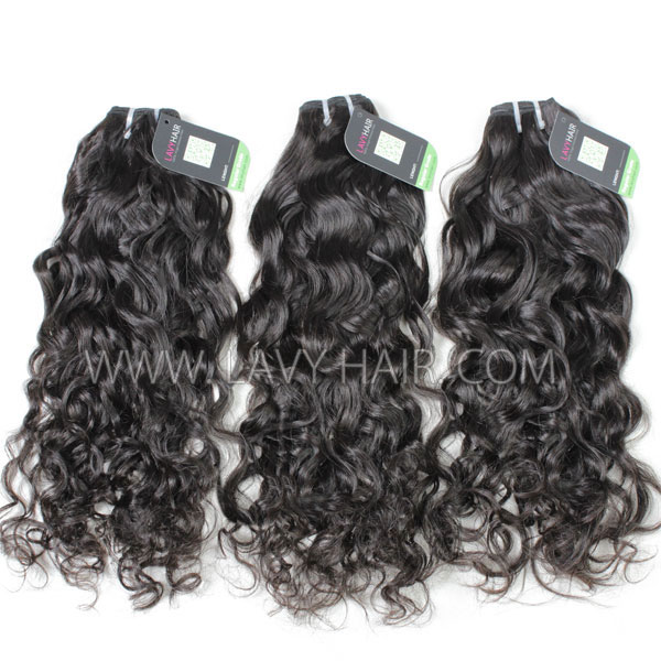 Regular Grade mix 3 bundles with 13*4 lace frontal closure Mongolian Natural Wave Virgin Human hair extensions