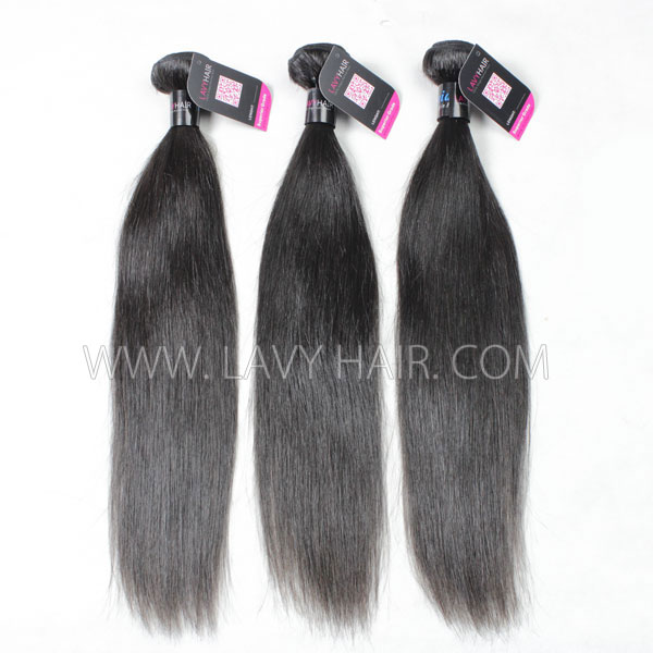 Superior Grade 3 bundles with 13*4 lace frontal closure Peruvian Straight Virgin Human Hair Extensions