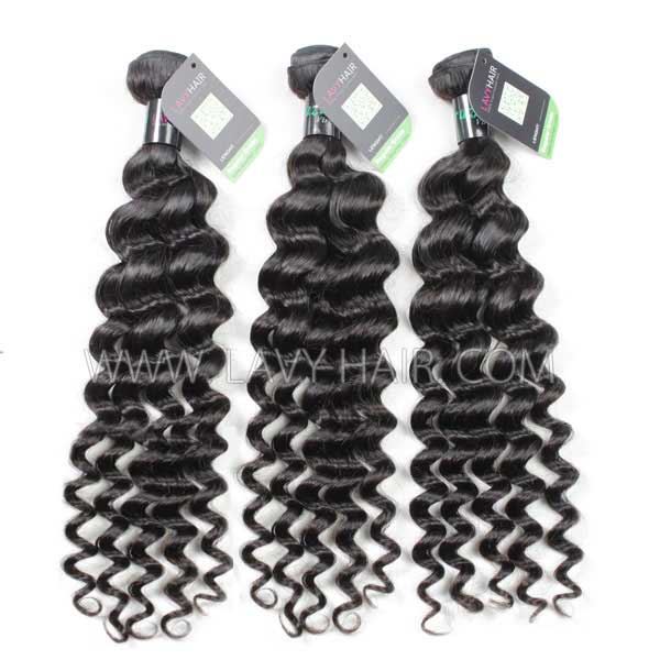 Regular Grade mix 3 bundles with 13*4 lace frontal closure Brazilian Deep Wave Virgin Human hair extensions