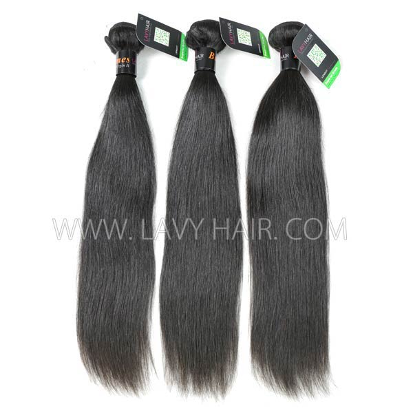 Regular Grade mix 3 bundles with 13*4 lace frontal closure Burmese Straight Virgin Human hair extensions