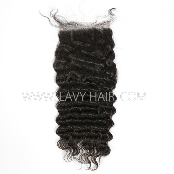 Superior Grade 4C Curly Hairline deep wave Lace closure 5*5" Human hair medium brown Swiss lace