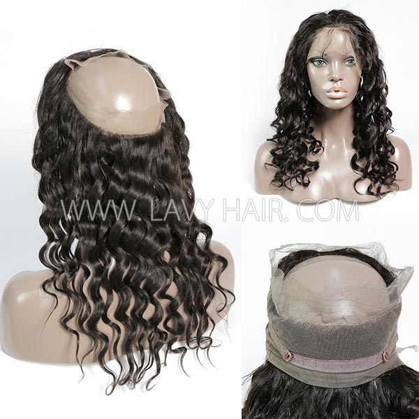 Superior Grade #1B Color 360 Lace Frontal Loose Wave Human hair Swiss lace