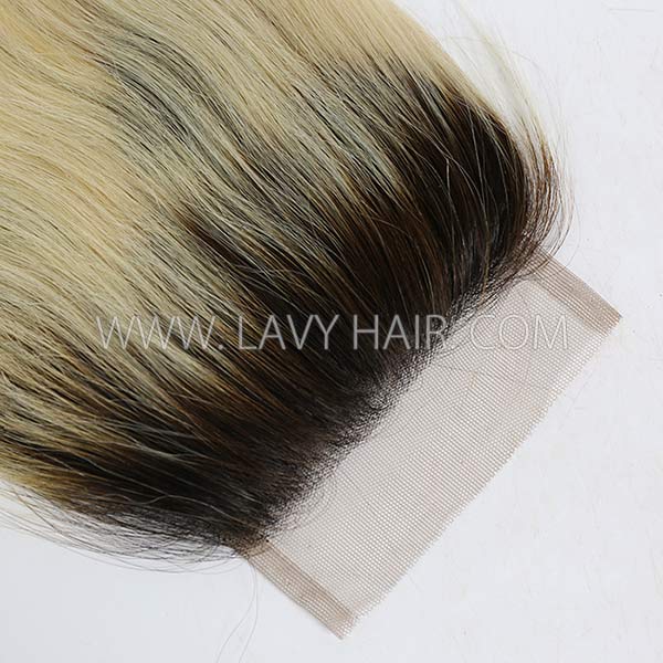 Lace top closure 4*4" Straight  #1B/613 Human hair medium brown Swiss lace