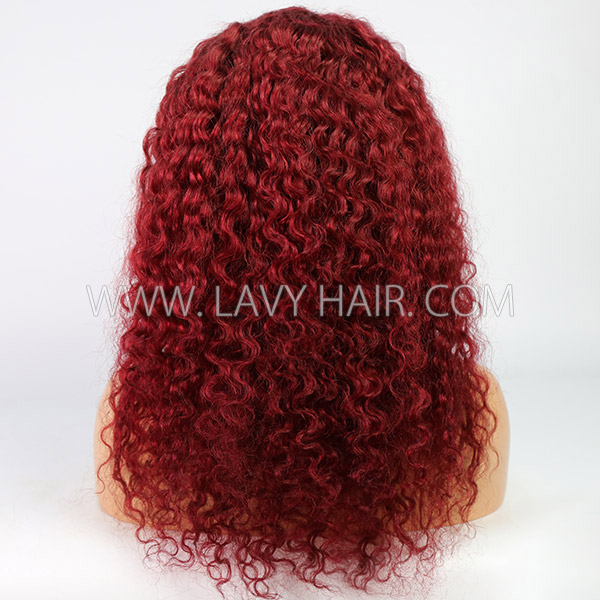 Glueless Wig Zig Zag Hairline Orient Red Color 150% Density 13*4 Full Frontal Wear Go 5-7 Days Customize 150lfw-74A2