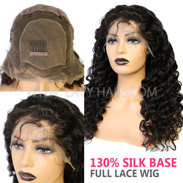 130% Density Silk Base Top Closure Full Lace Wigs Loose Wave Human Hair