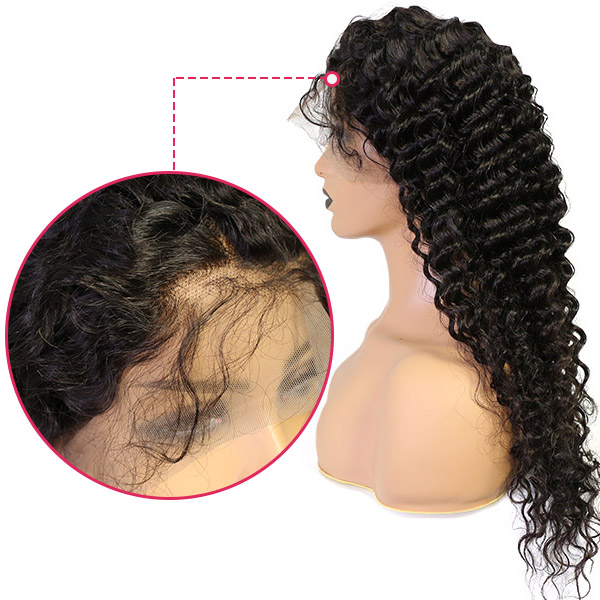 130% Density HD Lace & Transparent Lace 360 Lace Frontal Wigs Ponytail Wig Deep Wave Human Virgin Hair
