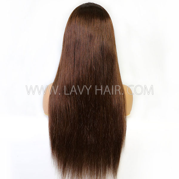 4# Chocolate Brown 130% Density Full Lace Wigs Straight Human Hair