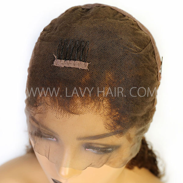 4# Chocolate Brown 130% Density Full Lace Wigs Deep Wave Human Hair