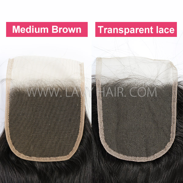 Superior Grade Lace top closure 4*4" Deep wave 4C Curly Baby Hair Wet and Wavy Human hair medium brown Swiss lace