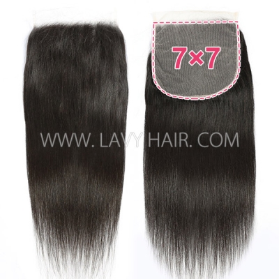 Superior Grade Preplucked Lace closure 6*6 and 7*7 Human hair Medium Brown Or Transparent Lace Swiss lace