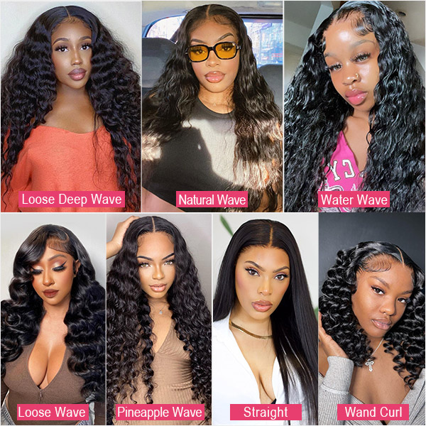 (All Texture Link)  Transparent Lace Glueless Wear Go 200% Density Full Frontal Closure Wigs Pre plucked Human Virgin Hair