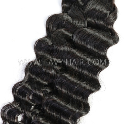 (New Made Texture) Advanced Grade 12A Ocean Wavy Unprocessed Virgin Human Hair #1b color Single Drawn Extensions