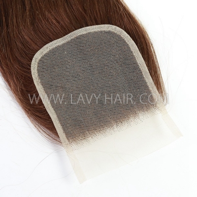 #4 Brown color Lace top closure 4*4" body wave Human hair medium brown Swiss lace