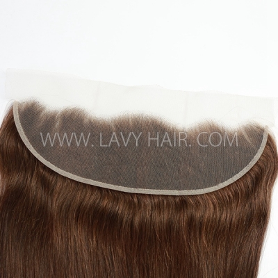 Transparent Lace #4 Brown Ear to ear 13x4 Lace Frontal Human hair