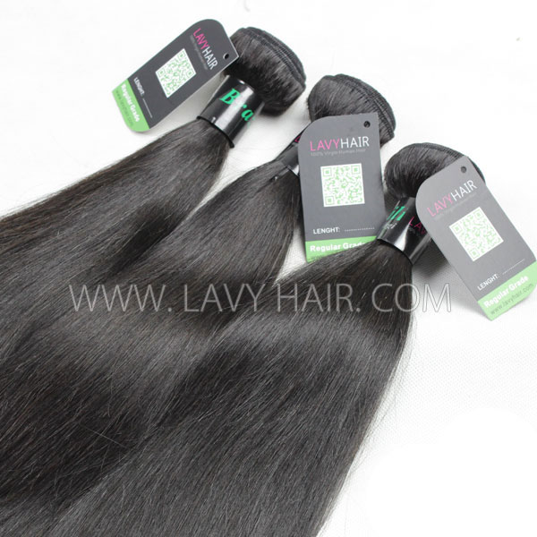 Regular Grade mix 4 bundles with lace closure Brazilian Straight Virgin Human hair extensions