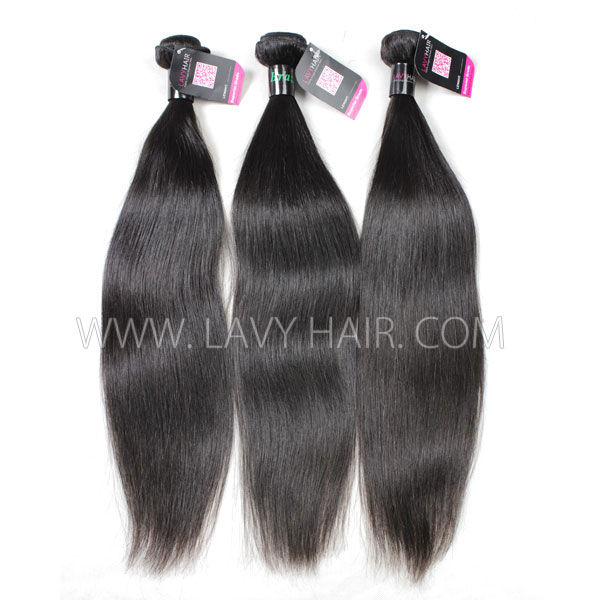 Superior Grade 4 bundles with silk base closure 4*4" Straight Virgin hair Brazilian Peruvian Malaysian Indian European Cambodian Burmese Mongolian