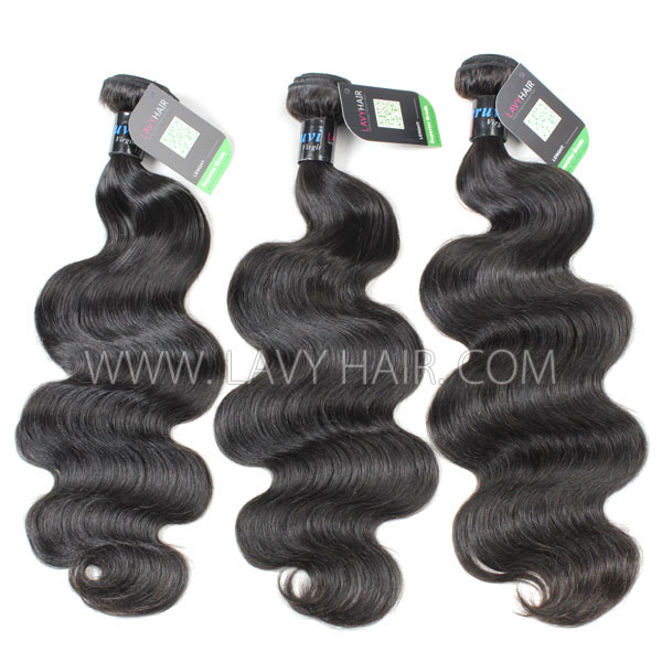 Regular Grade mix 4 bundles with silk base closure 4*4" Peruvian Body wave Virgin Human hair extensions