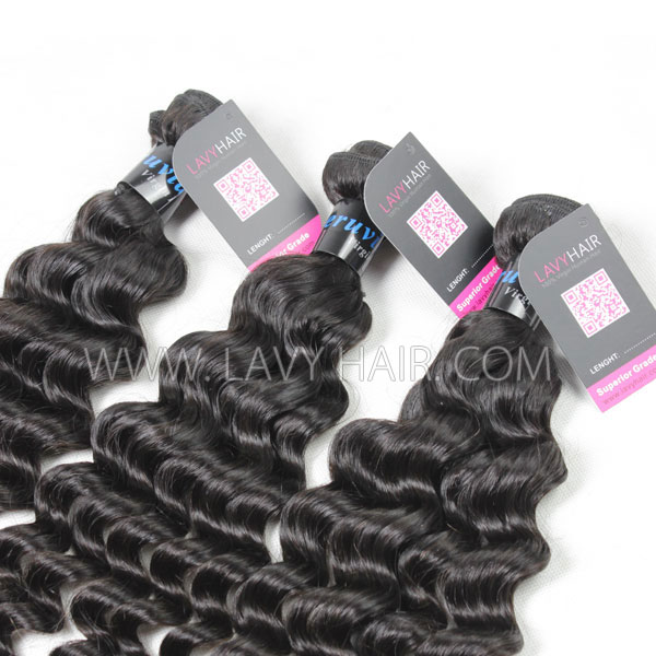 Superior Grade mix 3 bundles with silk base closure 4*4" Peruvian Deep wave Virgin Human hair extensions