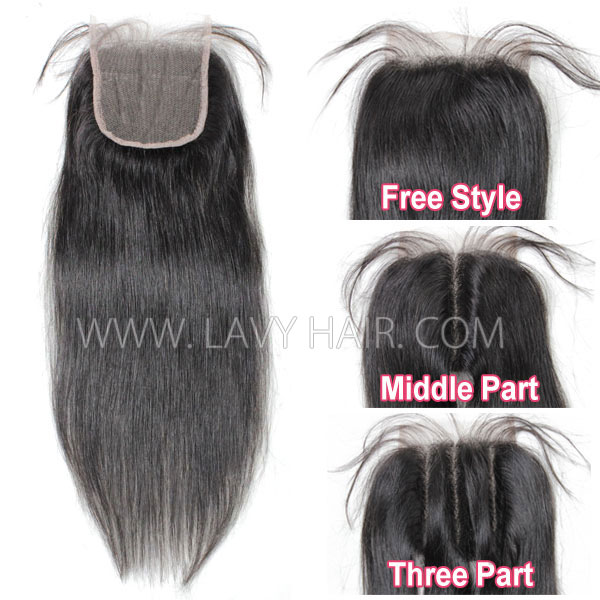 Lace top closure 4*4" Straight Hair Human hair medium brown Swiss lace