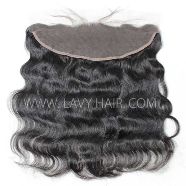 (New)Superior Grade #1B Color Ear to ear 13*4 Lace Frontal Human hair Swiss lace Straight/Wavy/Curly All Texture 4C Curly Hairline