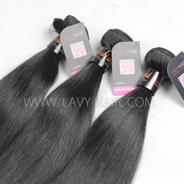 Superior Grade mix 3 bundles with lace closure Indian Straight Virgin Human hair extensions