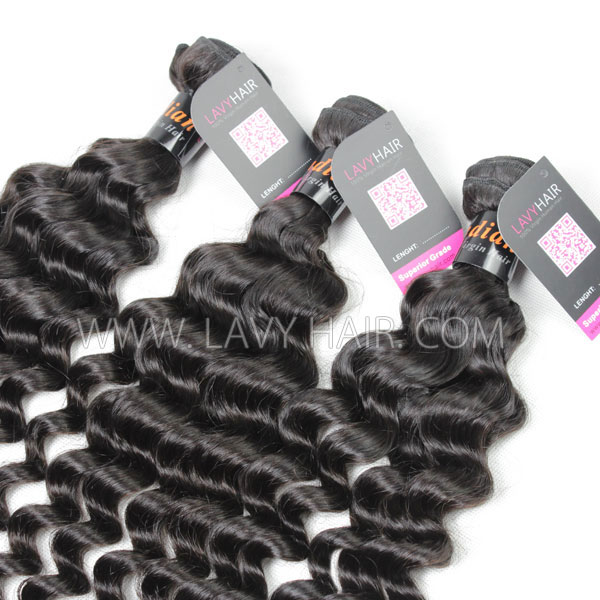 Superior Grade mix 4 bundles with lace closure Indian Deep wave Virgin Human hair extensions
