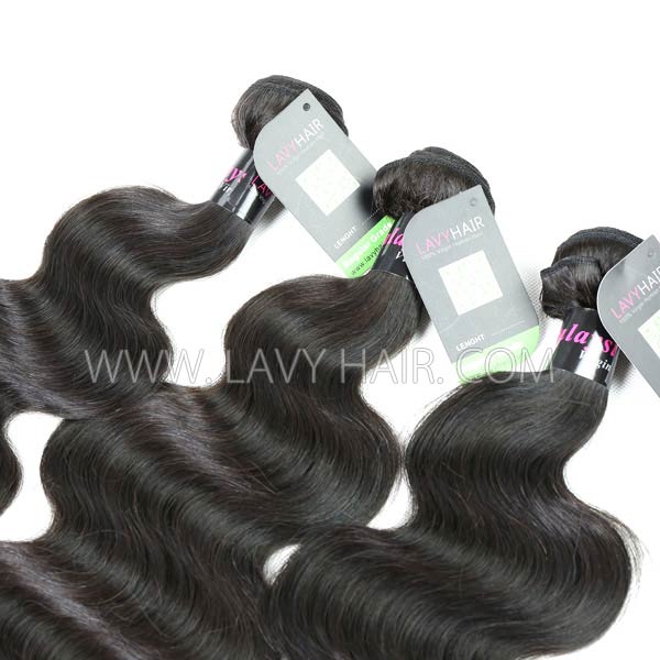 Regular Grade mix 3 bundles with lace closure Malaysian Body Wave Virgin Human hair extensions