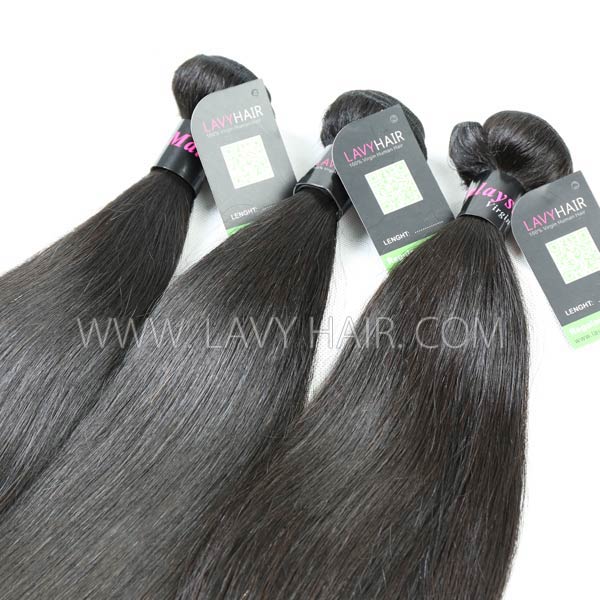 Regular Grade mix 3 bundles with silk base closure 4*4" Malaysian Straight Virgin Human hair extensions