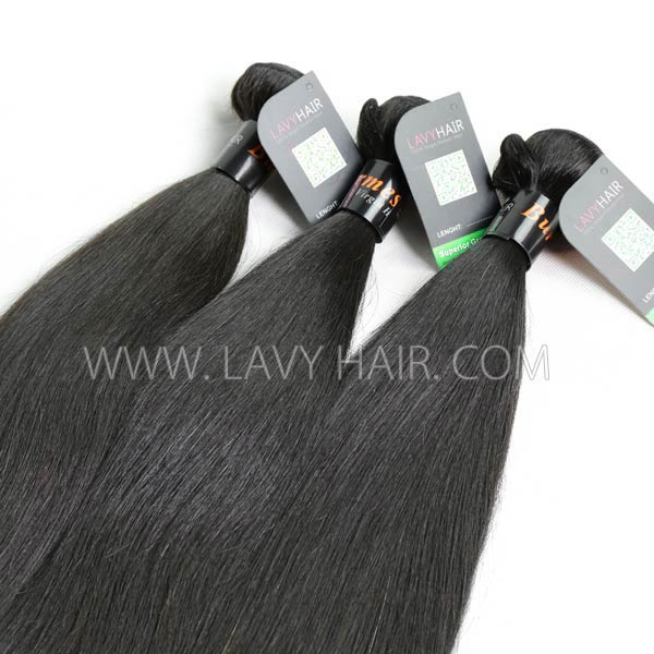 Regular Grade mix 4 bundles with silk base closure 4*4" Burmese Straight Virgin Human hair extensions
