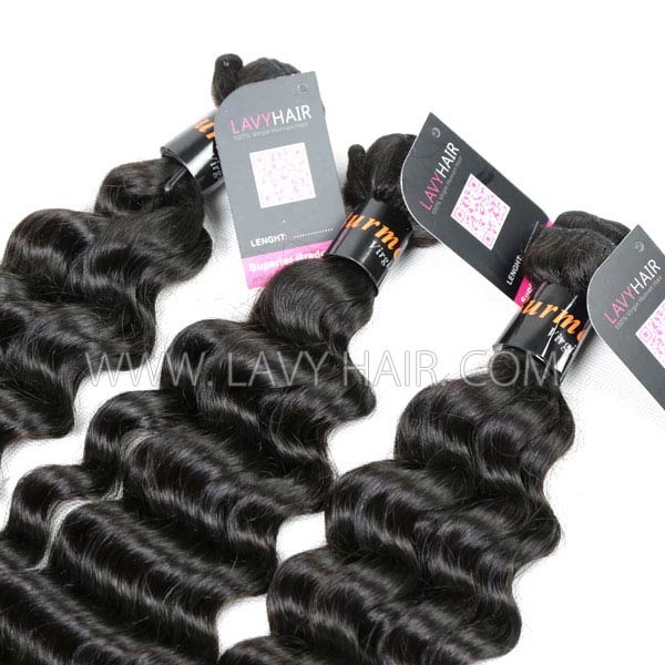 Superior Grade mix 3 bundles with lace closure Burmese Deep wave Virgin Human hair extensions