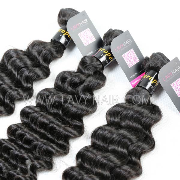 Superior Grade mix 3 bundles with silk base closure 4*4" European deep wave Virgin Human hair extensions