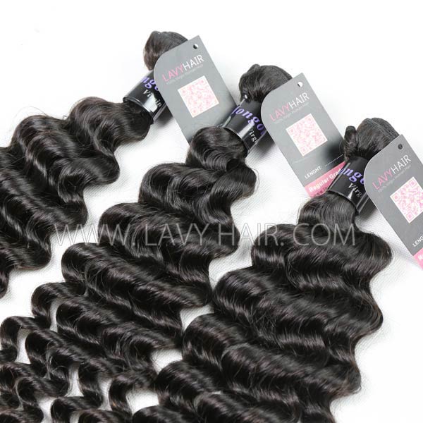 Superior Grade mix 4 bundles with silk base closure 4*4" Mongolian Deep wave Virgin Human hair extensions