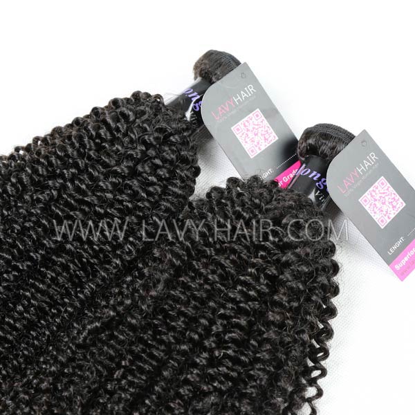 Superior Grade mix 3 bundles with silk base closure 4*4" Mongolian Kinky Curly Virgin Human hair extensions