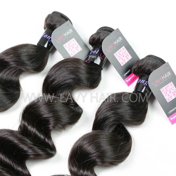 Superior Grade mix 4 bundles with silk base closure 4*4" Mongolian Loose Wave Virgin Human Hair Extensions