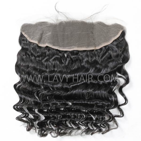 Superior Grade #1B Color Ear to ear 13*4 Lace Frontal Loose Wave Human hair Swiss lace 4C Curly Hairline